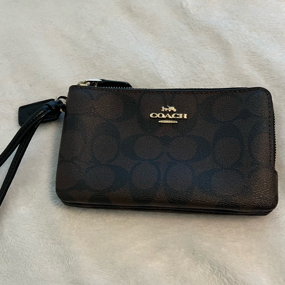 Coach Black Wallet with Gold Zipper